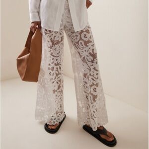 SEA NY Lovina White Lace Embroidery Pant